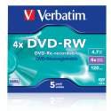 DVD VERBATIM AVEC ETUI  DVD-RW x 5 - 4.7 Go