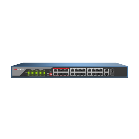 SWITCH HIKVISION 24 ports PoE+, 2 ports SFP+2GB 100Mbps 230W