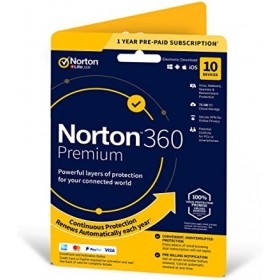 NORTON 360 PREMIUM 1 UTILISATEUR - 10 APPAREILS - 1 AN