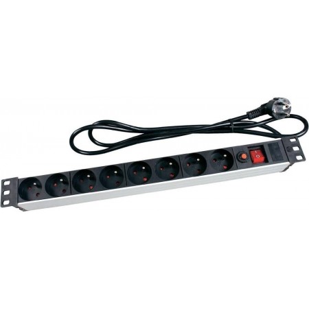 Bloc multiprises 3 Prises 2P+T et 2 USB (câble 1,5m) Noir et Aluminium 